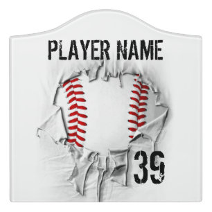 Torn Baseball Door Sign