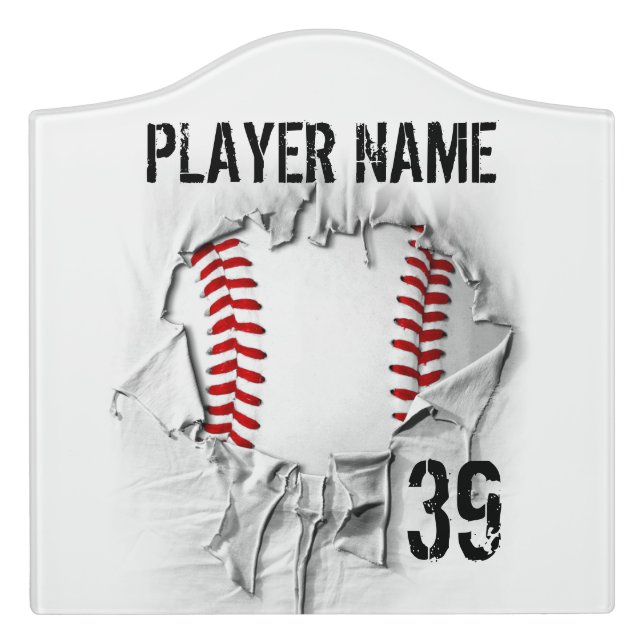 Torn Baseball Door Sign (Large Crest Front)