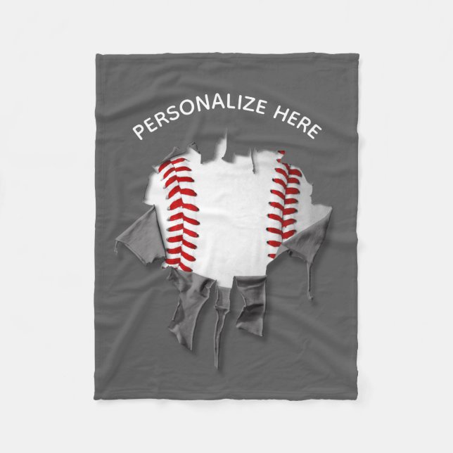 Torn Baseball Fleece Blanket (Front)