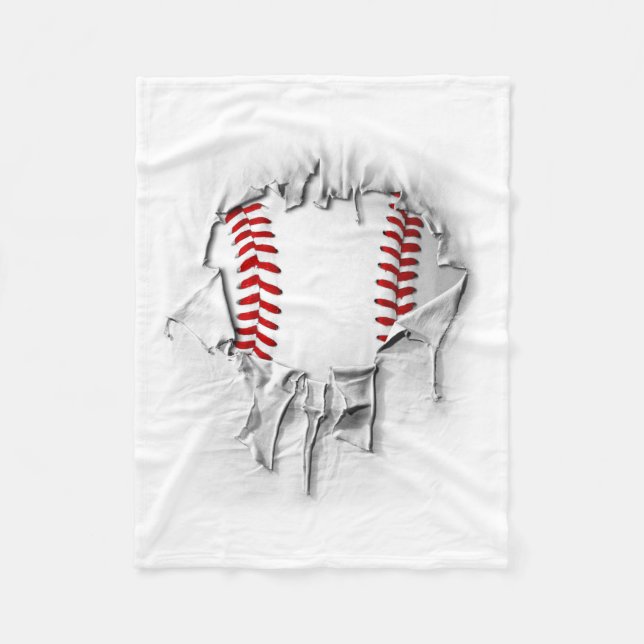 Torn Baseball Fleece Blanket (Front)