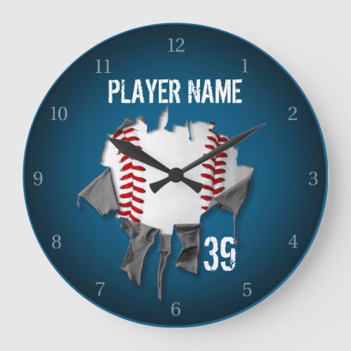 Torn Baseball Large Clock