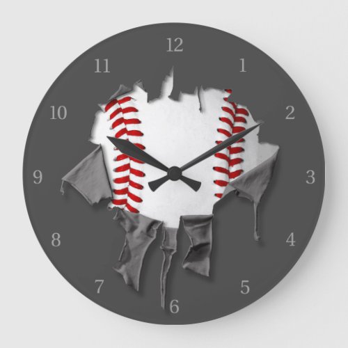 Torn Baseball Large Clock