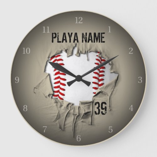 Torn Baseball Large Clock