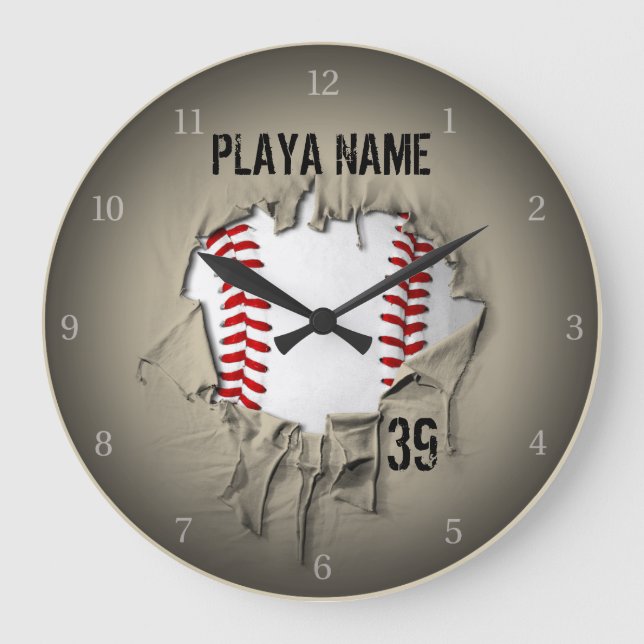 Torn Baseball Large Clock (Front)