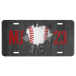 Torn Baseball License Plate at Zazzle