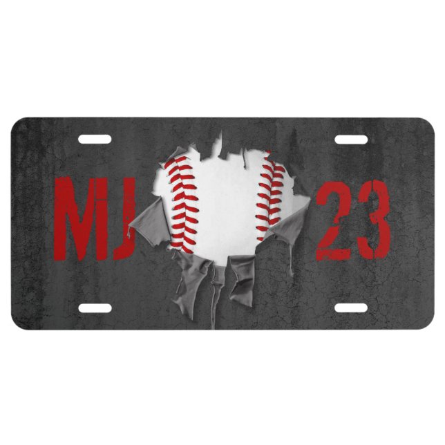 Torn Baseball License Plate (Front)