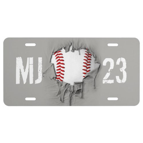 Torn Baseball License Plate