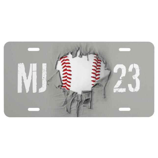 Torn Baseball License Plate (Front)