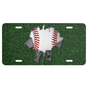 Torn Baseball License Plate