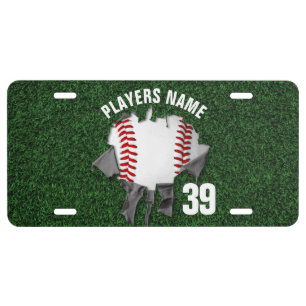 Torn Baseball License Plate