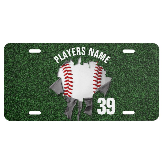 Torn Baseball License Plate (Front)