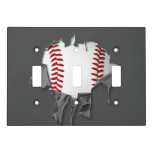 Torn Baseball Light Switch Cover