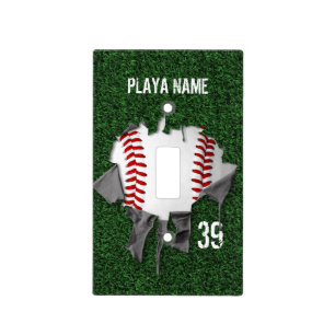 Torn Baseball Light Switch Cover