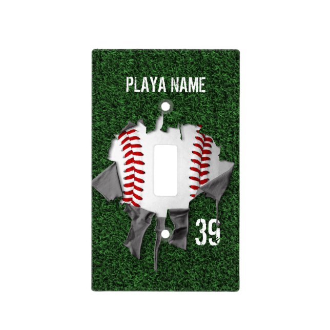 Torn Baseball Light Switch Cover (Front)