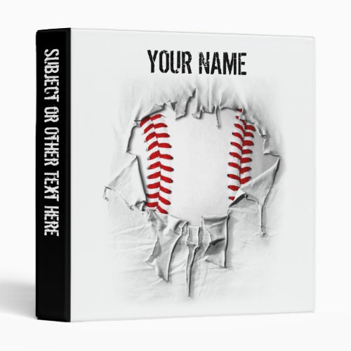 Torn Baseball Personalized Avery Binder