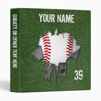 Torn Baseball Personalized Avery Binder by eBrushDesign at Zazzle