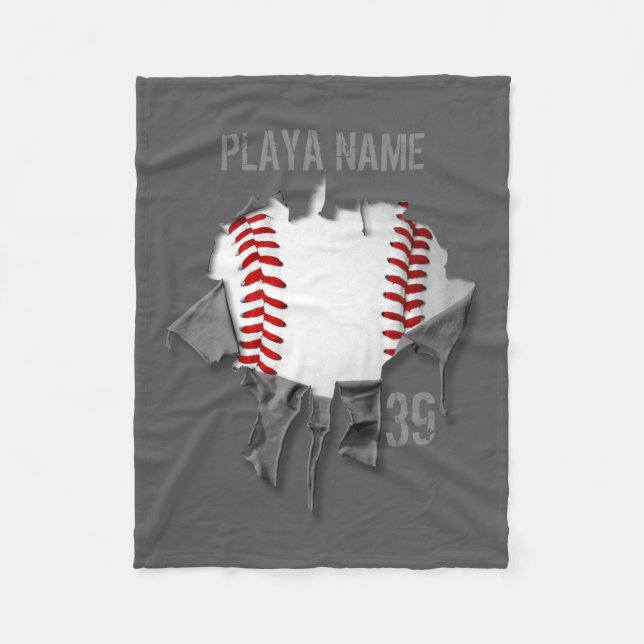 Torn Baseball (personalized) Fleece Blanket (Front)