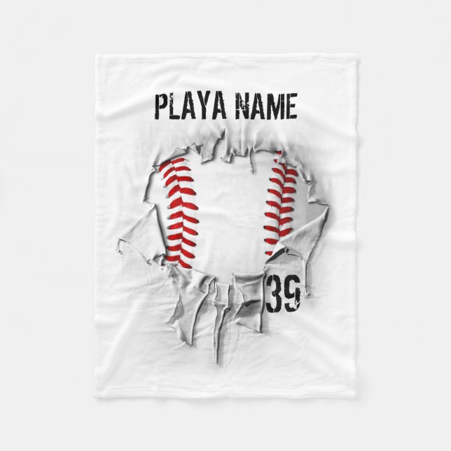 Torn Baseball (personalized) Fleece Blanket (Front)