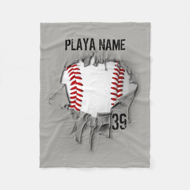 Torn Baseball (personalized) Fleece Blanket (Front)