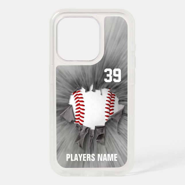 Torn Baseball (personalized) iPhone 15 Pro Case (Back)