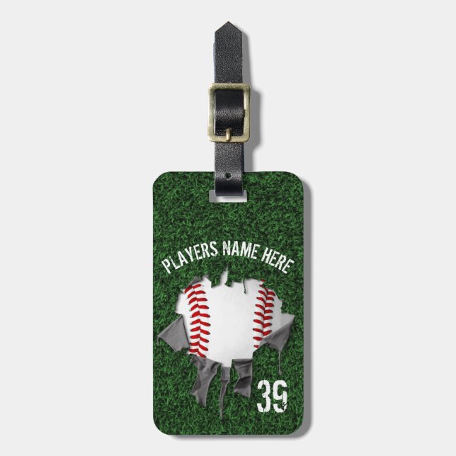 Torn Baseball (Personalized) Luggage Tag (Front Vertical)