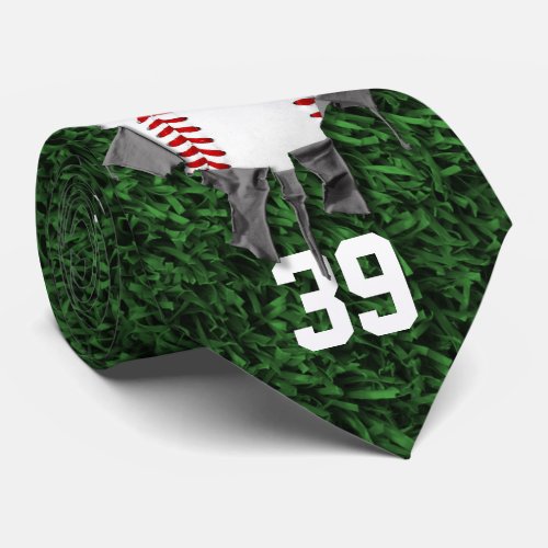 Torn Baseball personalized Neck Tie