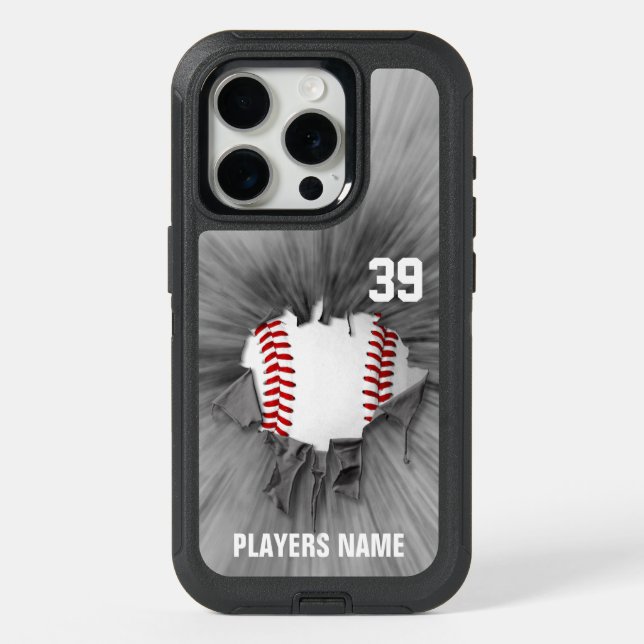 Torn Baseball (personalized) OtterBox iPhone Case (Back)