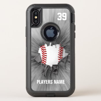 Torn Baseball (personalized) Otterbox Defender Iphone X Case by eBrushDesign at Zazzle