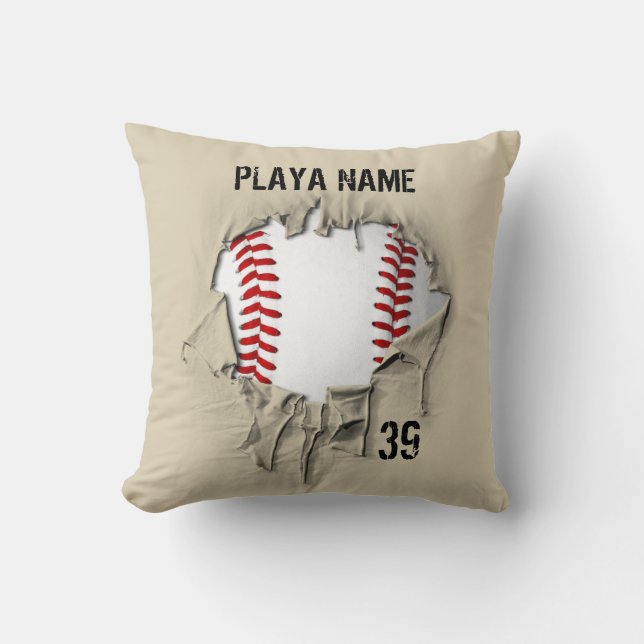 Torn Baseball (personalized) Throw Pillow (Front)