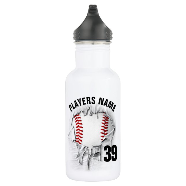 Torn Baseball Stainless Steel Water Bottle (Right)