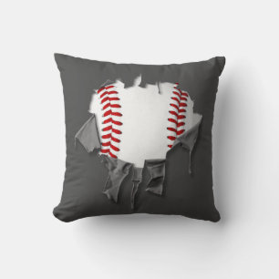 Torn Baseball Throw Pillow