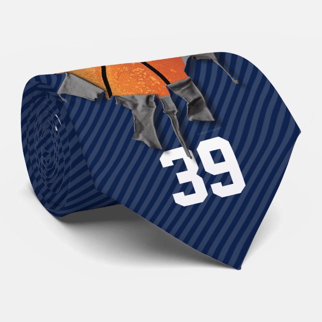 Torn Basketball (dark/personalized) Tie (Rolled)