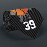 Torn Basketball (dark/personalized) Tie<br><div class="desc">Basketball is in your heart and soul. It’s in your blood. In fact,  just below the surface of what you see standing before you,  lurks nothing but pure basketball. A design for hoopsters everywhere,  from eBrush Design.</div>