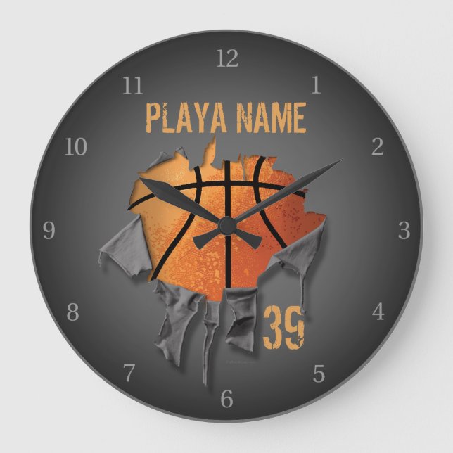 Torn Basketball Large Clock (Front)