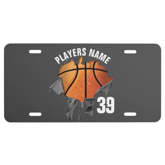 Torn Basketball License Plate (Front)