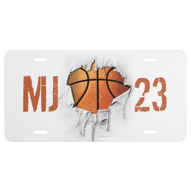 Torn Basketball License Plate (Front)