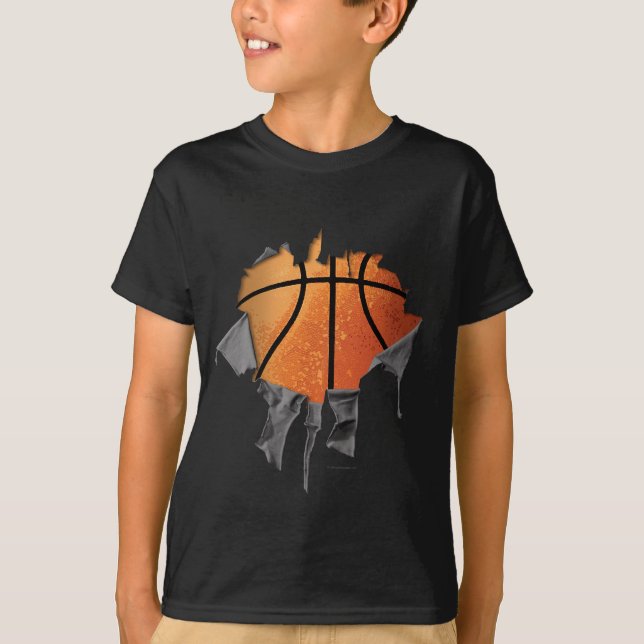 Torn Basketball (number & name) T-Shirt (Front)