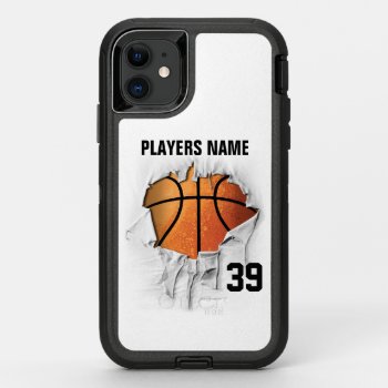 Torn Basketball Otterbox Defender Iphone 11 Case by eBrushDesign at Zazzle