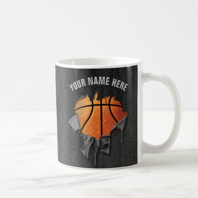 Torn Basketball (Personalized) Coffee Mug (Right)