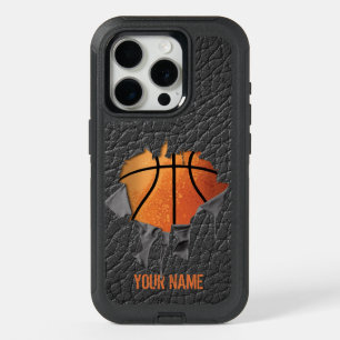 Torn Basketball (personalized) OtterBox iPhone Cas 15 Pro Case