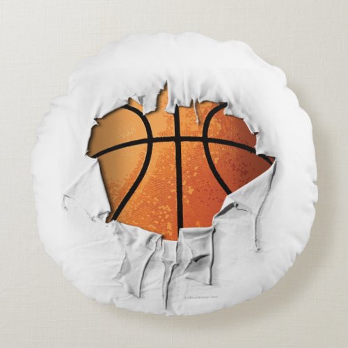 Torn Basketball Round Pillow