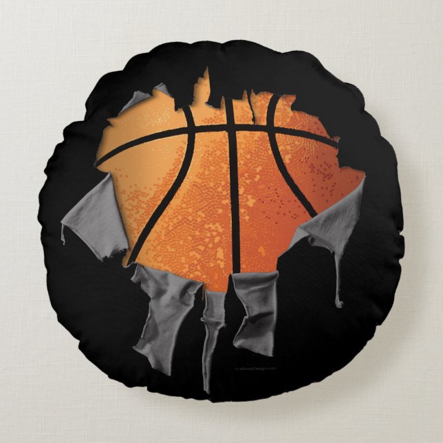Torn Basketball Round Pillow (Front)