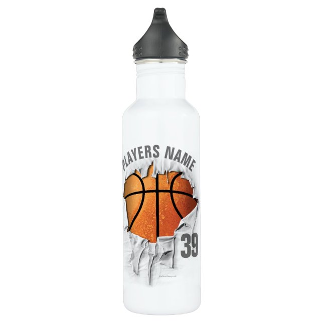 Torn Basketball Stainless Steel Water Bottle (Right)