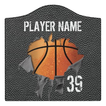 Torn Basketball (textured) Door Sign by eBrushDesign at Zazzle