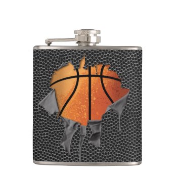 Torn Basketball (textured) Flask by eBrushDesign at Zazzle