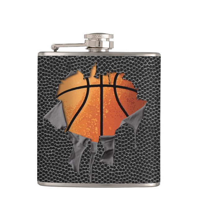 Torn Basketball (textured) Flask (Front)