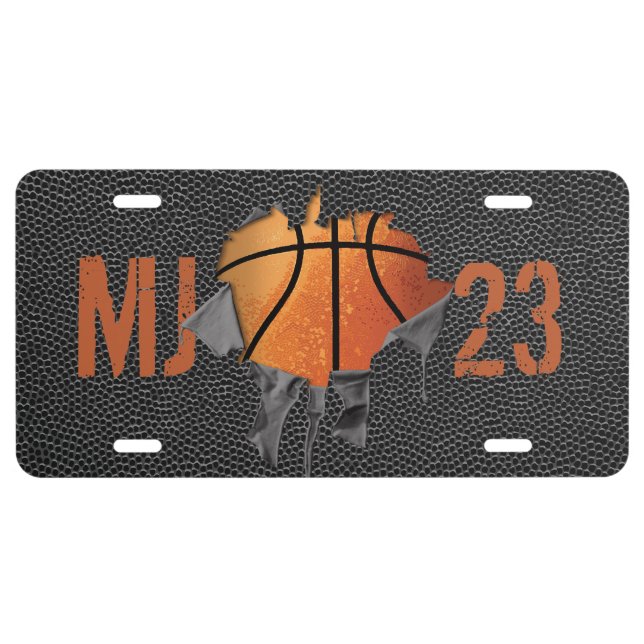 Torn Basketball (textured) License Plate (Front)