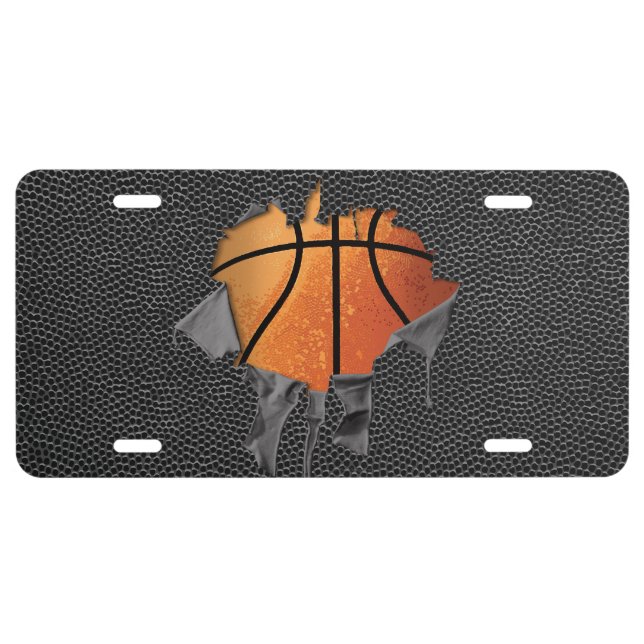 Torn Basketball (textured) License Plate (Front)
