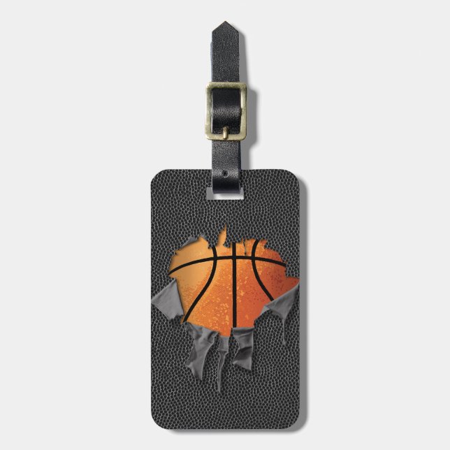 Torn Basketball (textured) Luggage Tag (Front Vertical)