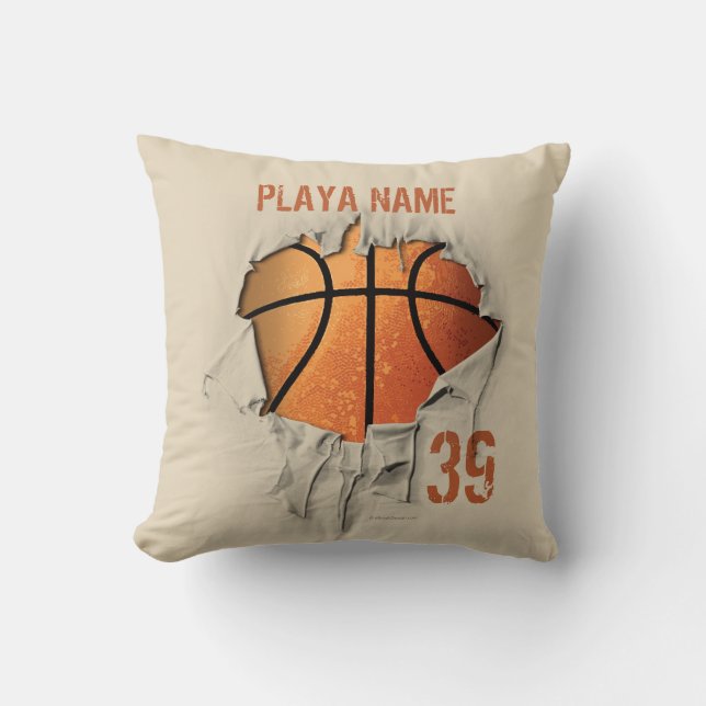 Torn Basketball Throw Pillow (Front)